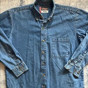 Dickies Men's Casual Blue Button Down Shirt